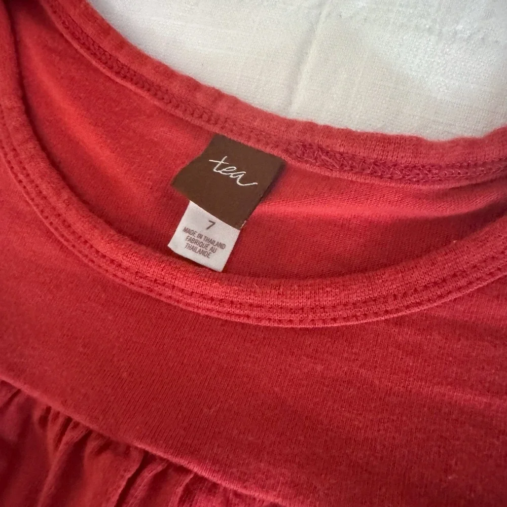 Tea Collection Dress Girls 7 Red Floral Long Sleeve Jumper Style Deer Fall